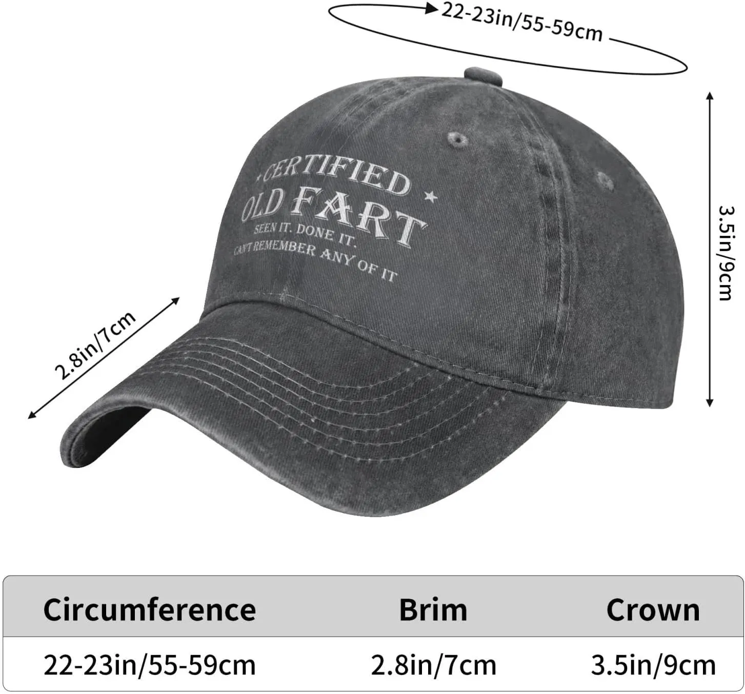Funny Hat Certified Old Fart Hat for Men Baseball Hats Graphic Cap