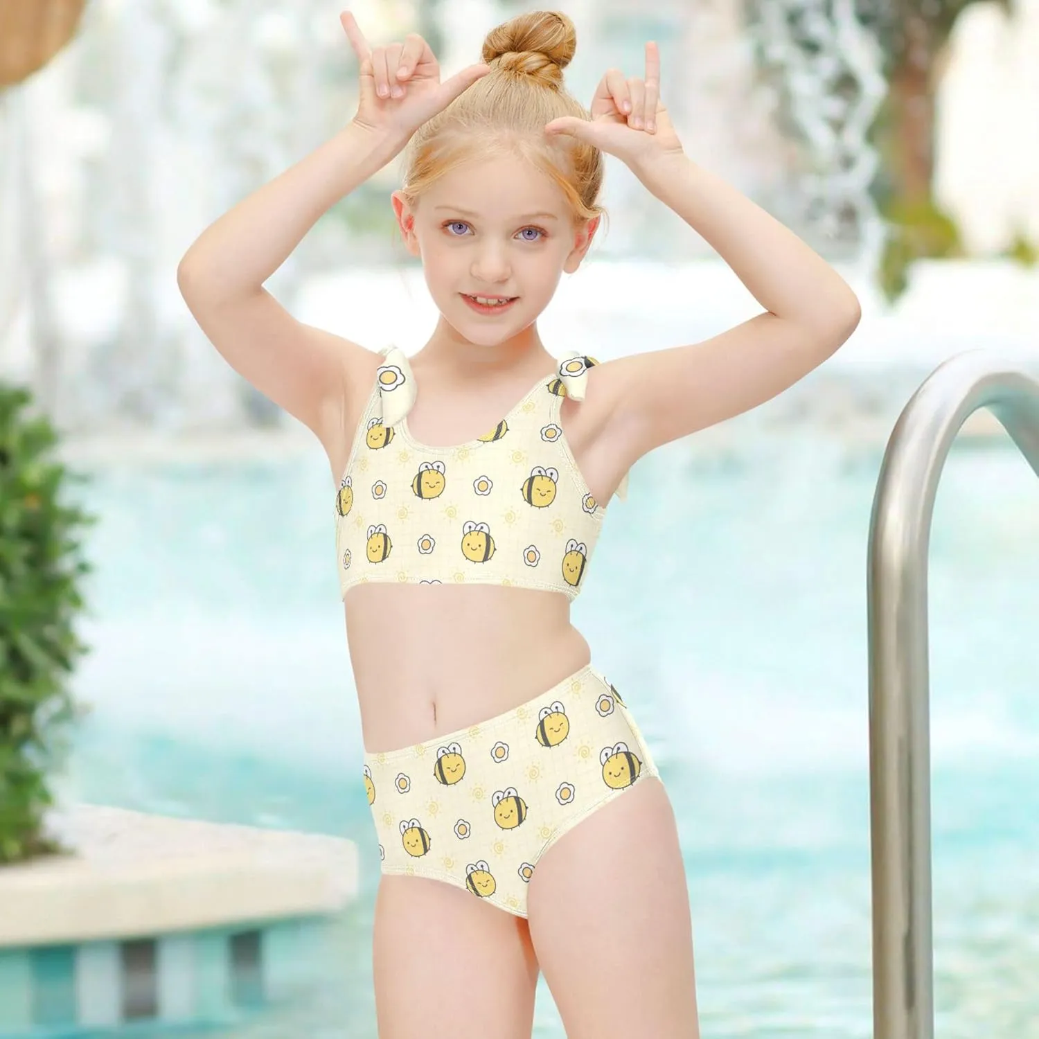 Girls Tankini Swimsuit Bathing Suit Two Piece Bikini Summer Beach Swimwear with Adjustable Strap 3-12 Years