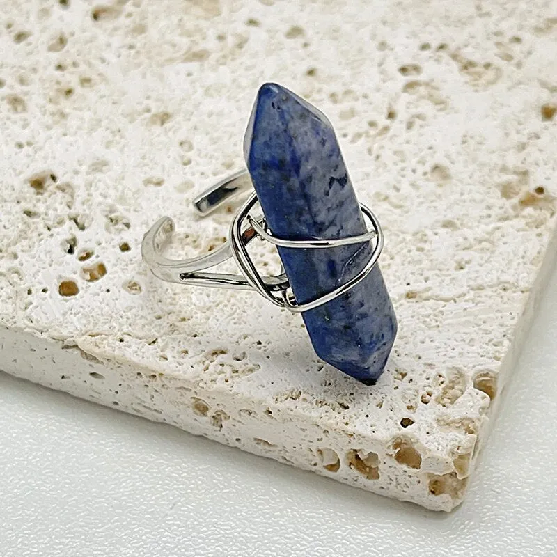 Gold Wire Wrapped Natural Stone Rings for Women