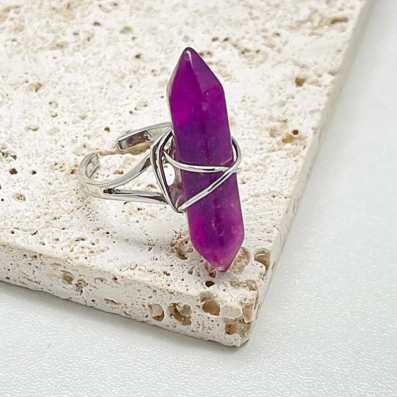 Gold Wire Wrapped Natural Stone Rings for Women