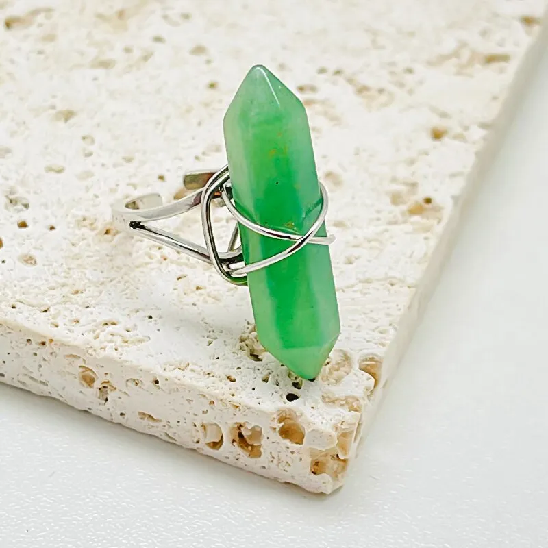 Gold Wire Wrapped Natural Stone Rings for Women