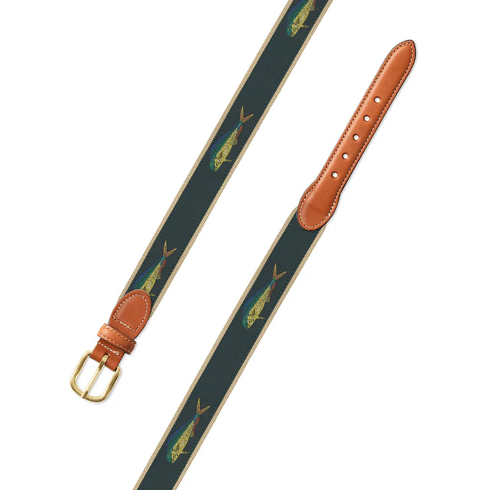Green Dolphin Motif Leather Tab Belt