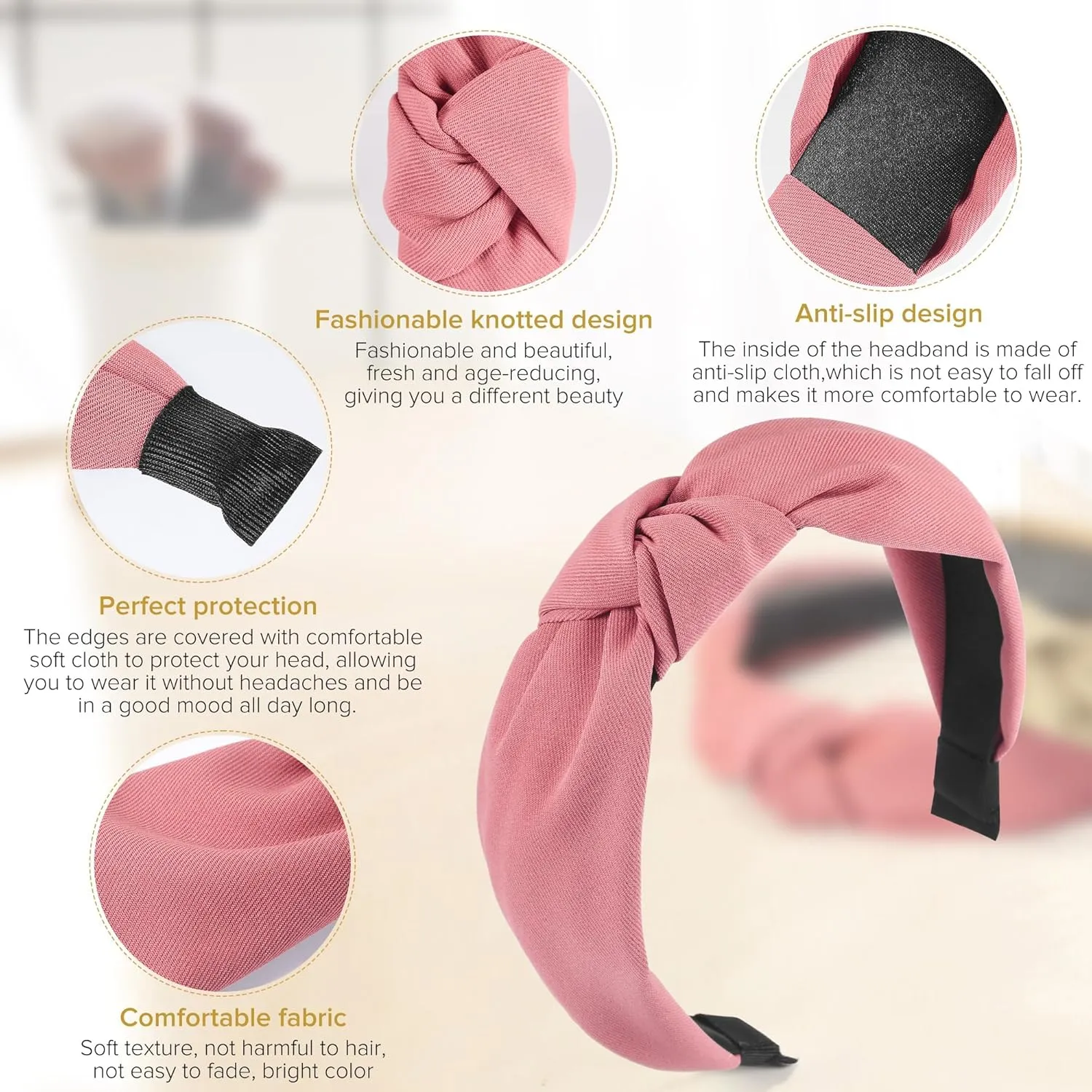 Headbands for Women Girls - 6PCS Stylish Top Knotted Headbands - Knotted Headband for Women - Head Bands Wide Hairband Hair Accessories