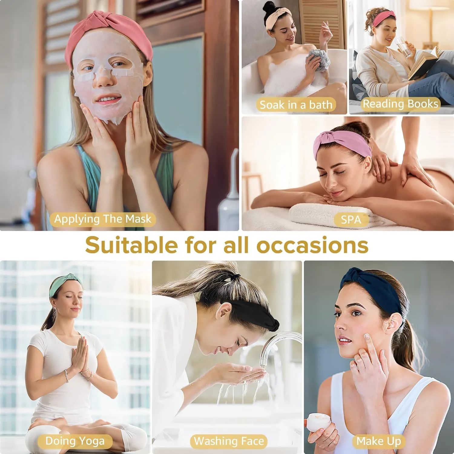Headbands for Women Girls - 6PCS Stylish Top Knotted Headbands - Knotted Headband for Women - Head Bands Wide Hairband Hair Accessories