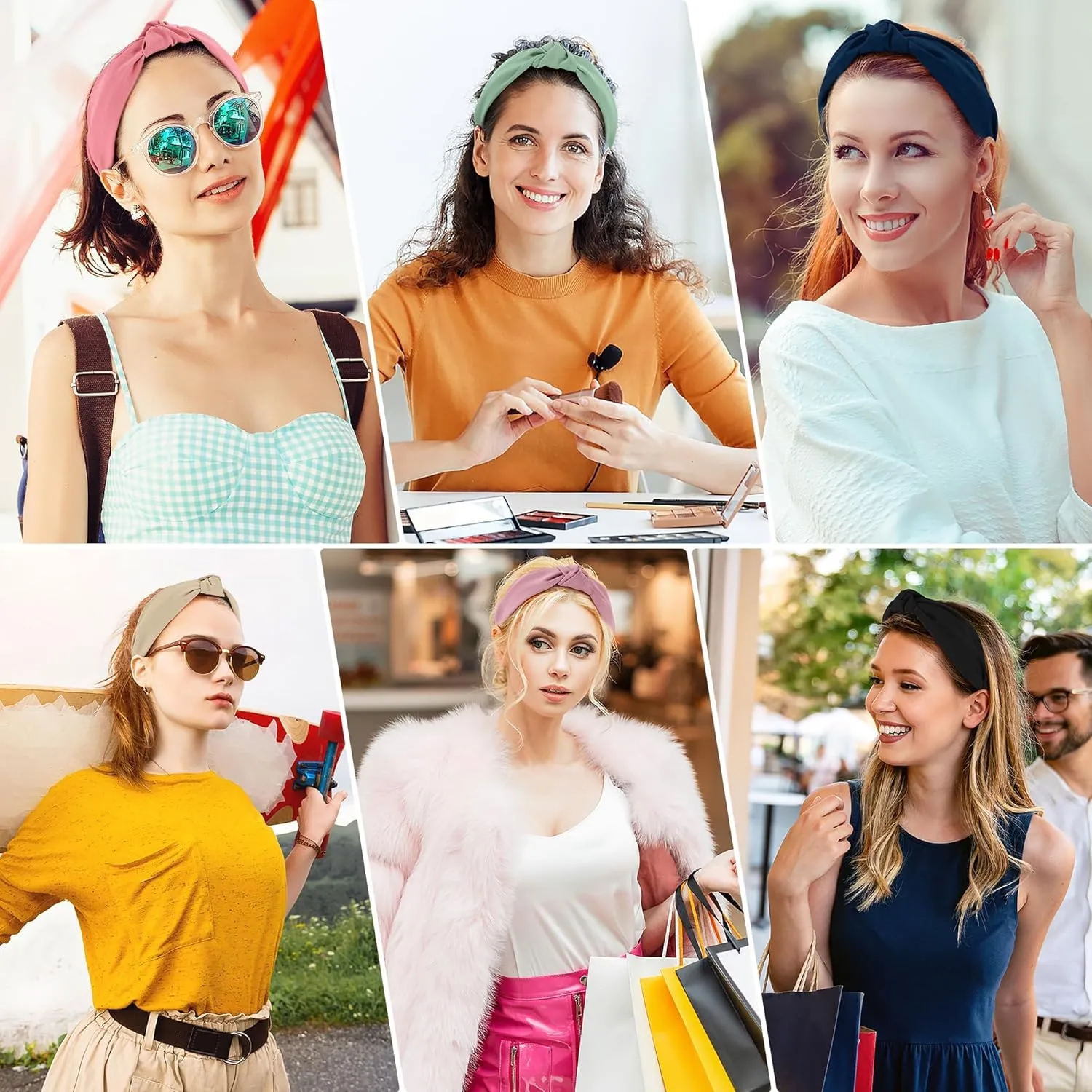 Headbands for Women Girls - 6PCS Stylish Top Knotted Headbands - Knotted Headband for Women - Head Bands Wide Hairband Hair Accessories