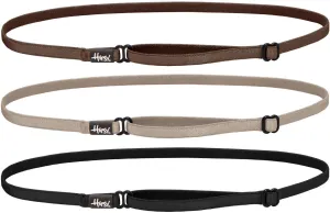 Hipsy Women's Elastic & Adjustable No Slip Running Headband Multi Pack (Black/Taupe/Brown Elastic 3pk)