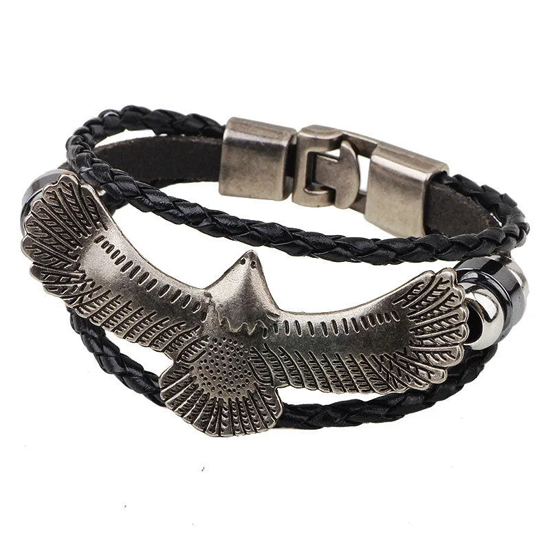 Hot Sale Bracelet Men Women Handmade Braid Genuine Leather bracelet Wrap Charm Skull Bracelet Bangle Men Jewelry