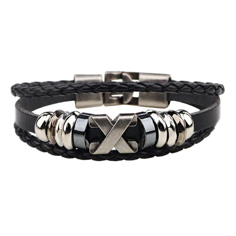 Hot Sale Bracelet Men Women Handmade Braid Genuine Leather bracelet Wrap Charm Skull Bracelet Bangle Men Jewelry