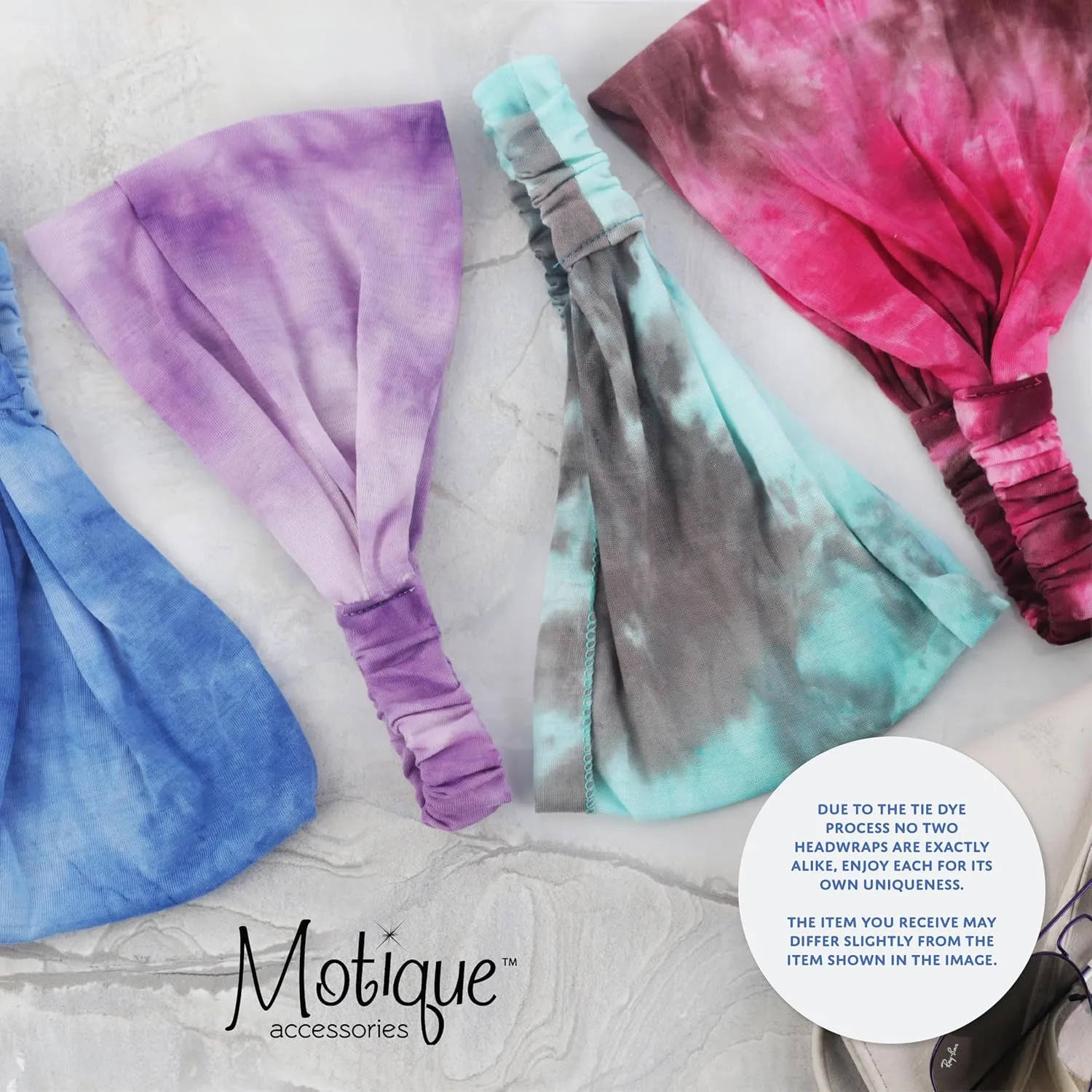 Inky Black Stretchy Headwrap Tye Dye Boho Wide Hair Band Yoga (Motique Accessories)