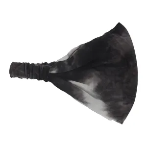 Inky Black Stretchy Headwrap Tye Dye Boho Wide Hair Band Yoga (Motique Accessories)
