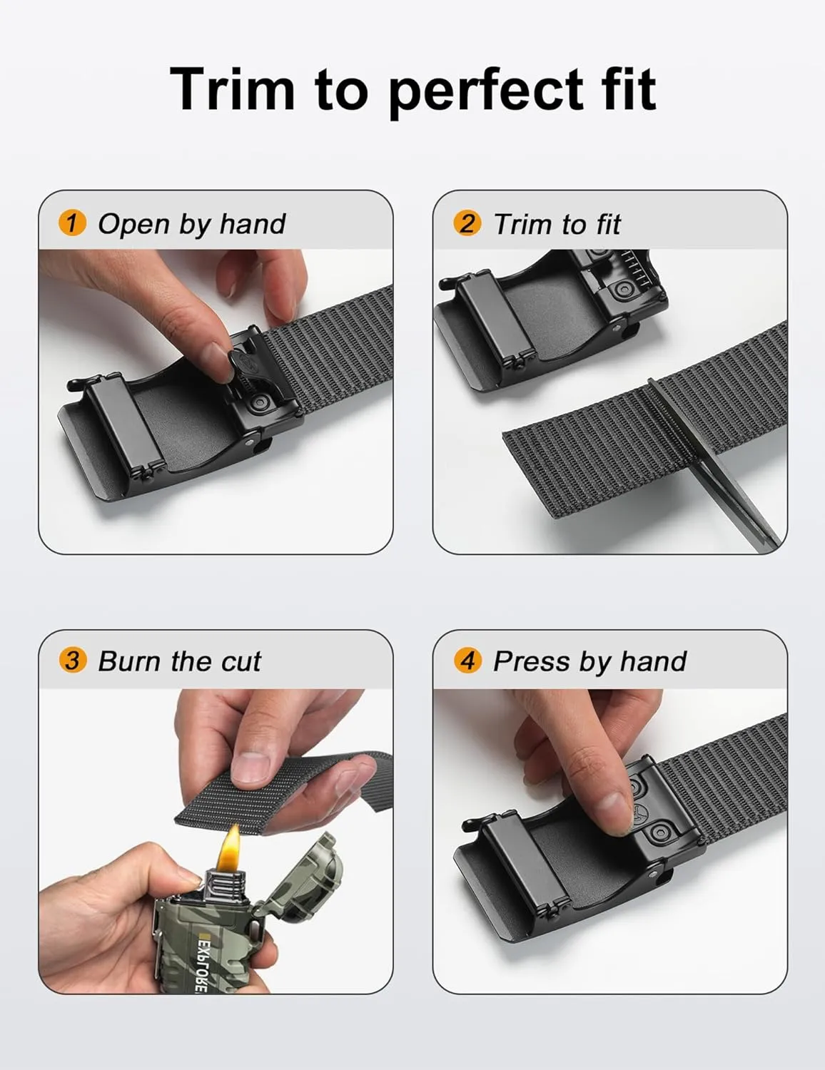JUKMO Men's 1.5" Nylon Ratchet Belt, Casual Web Click Belt with Slide Buckle for Jeans, No Holes Adjustable Trim to Fit