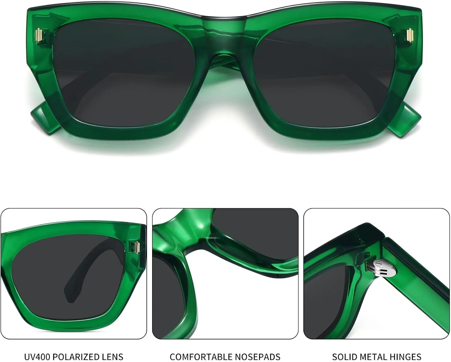 Large Cateye Polarized Sunglasses for Women Men Retro Trendy Square Sunnies FZN819
