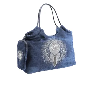 Lav-ish YX1054 Denim Blue Canvas Tote - Mini Pouch Handbag