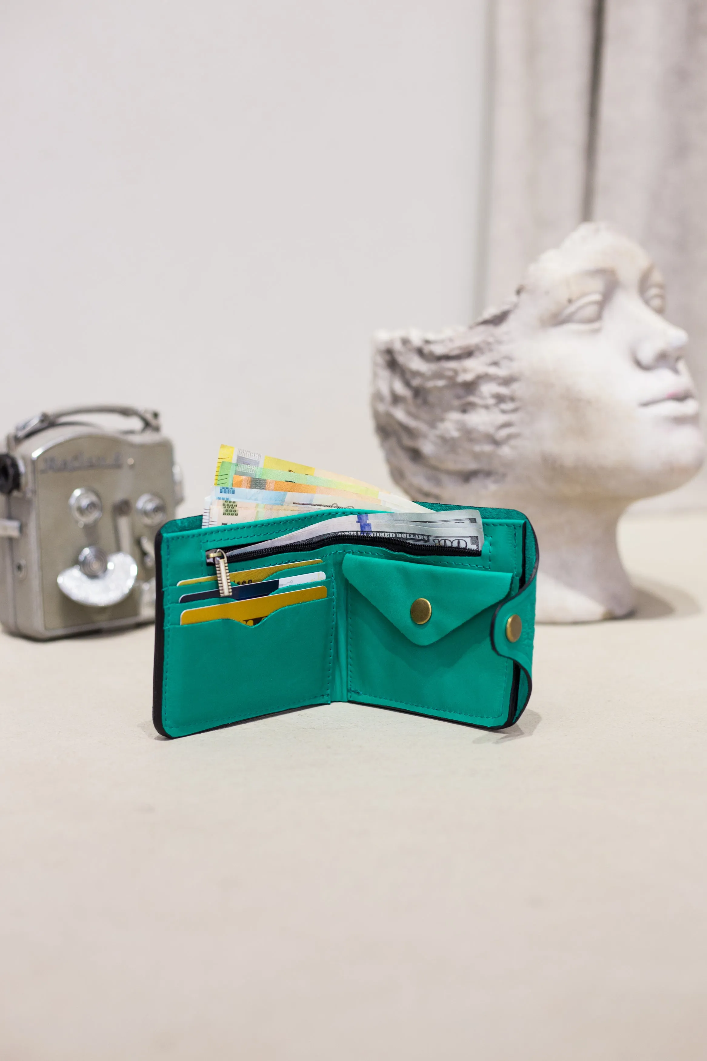 Leather wallet for women personalized,  women leather wallet, Gift,color is mint