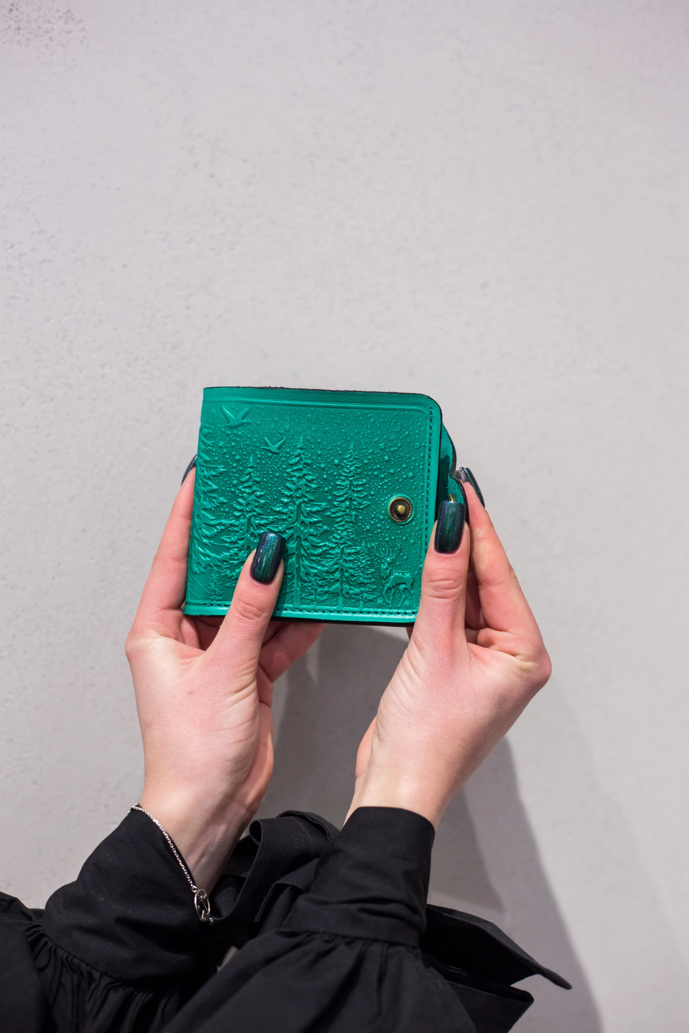 Leather wallet for women personalized,  women leather wallet, Gift,color is mint