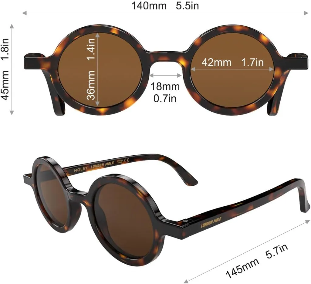 LONDON MOLE Eyewear | Moley Sunglasses | Round Glasses | Fashion Brand | UV400 Protection | Men's Women's Unisex