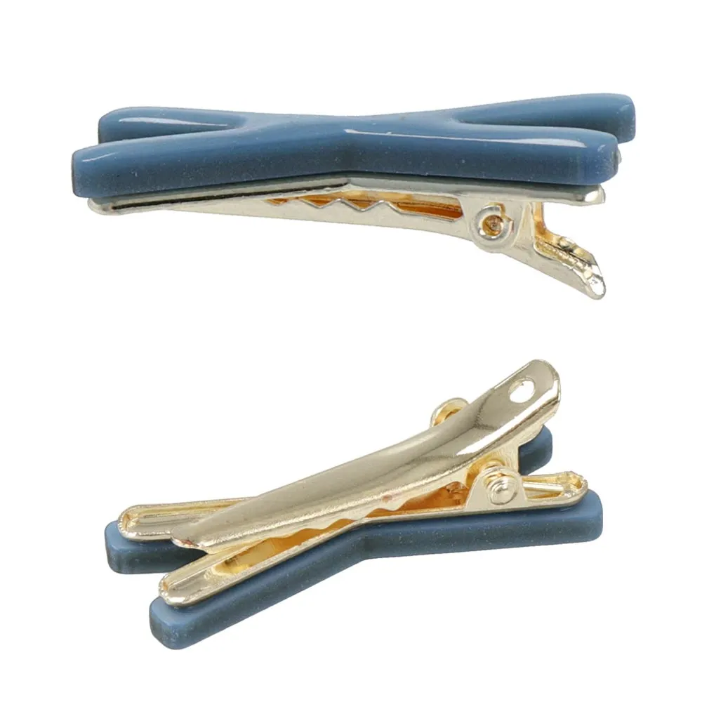 Marble Cross Hair Clip Set