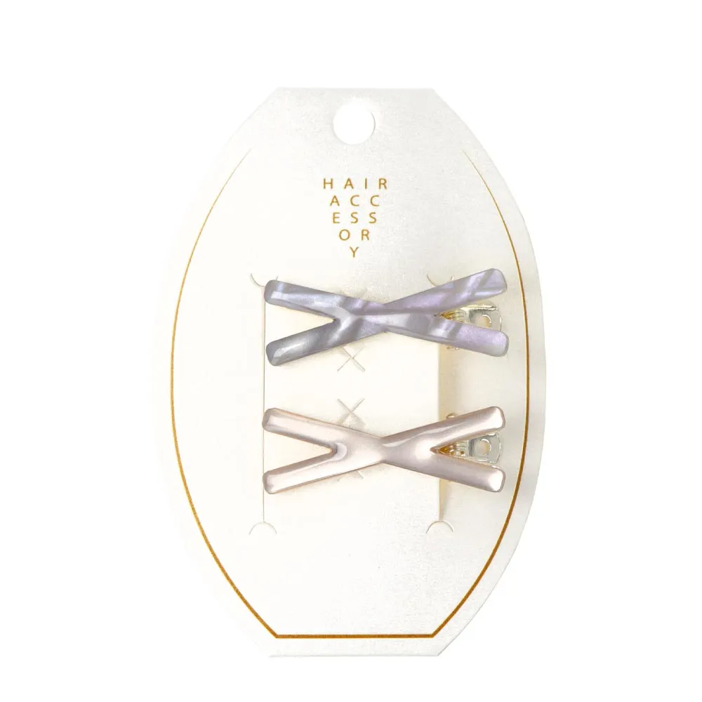 Marble Cross Hair Clip Set
