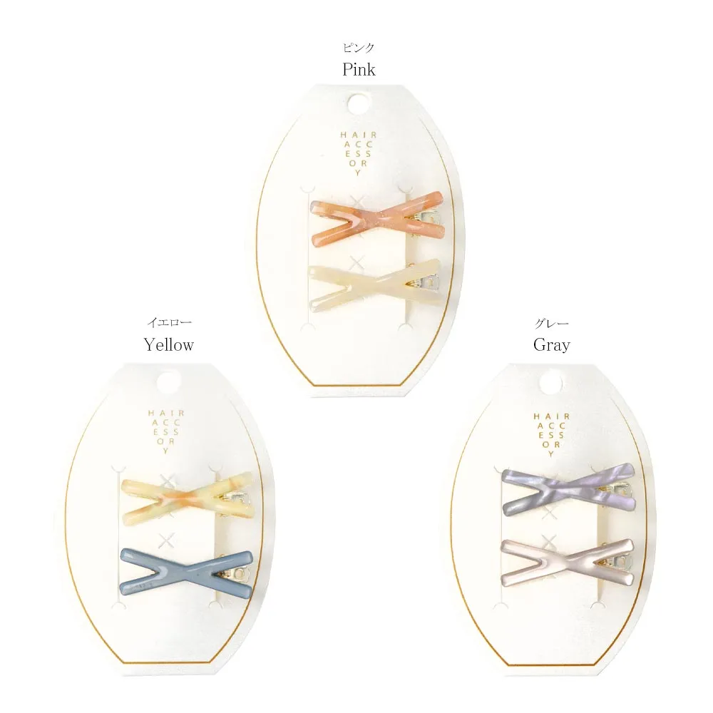 Marble Cross Hair Clip Set