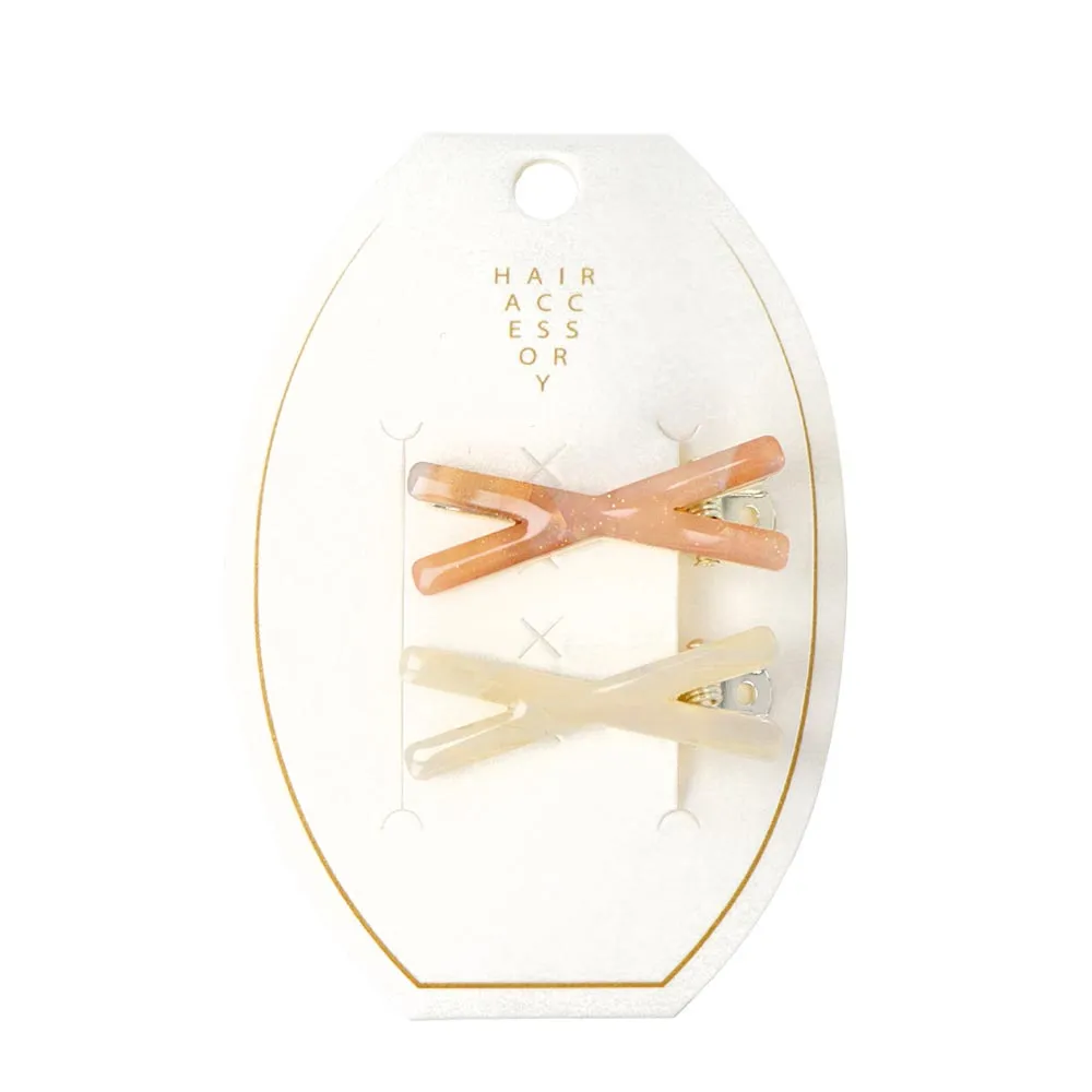 Marble Cross Hair Clip Set