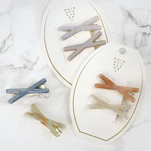 Marble Cross Hair Clip Set