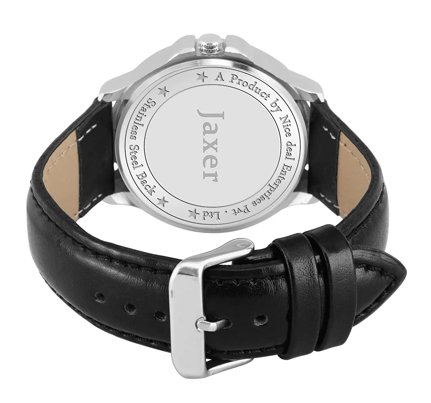 Men's Analog Watch with Black Day & Date Feature Dial and Leather Strap - JXRM2119