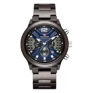 Mens Wooden Sports Quartz Movement Chronograph Watch