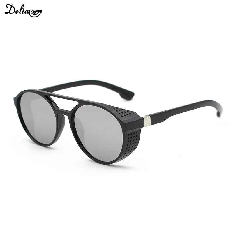 Metal steampunk sunglasses men's fashion round glasses brand designer vintage sunglasses high quality oculos de sol 2023