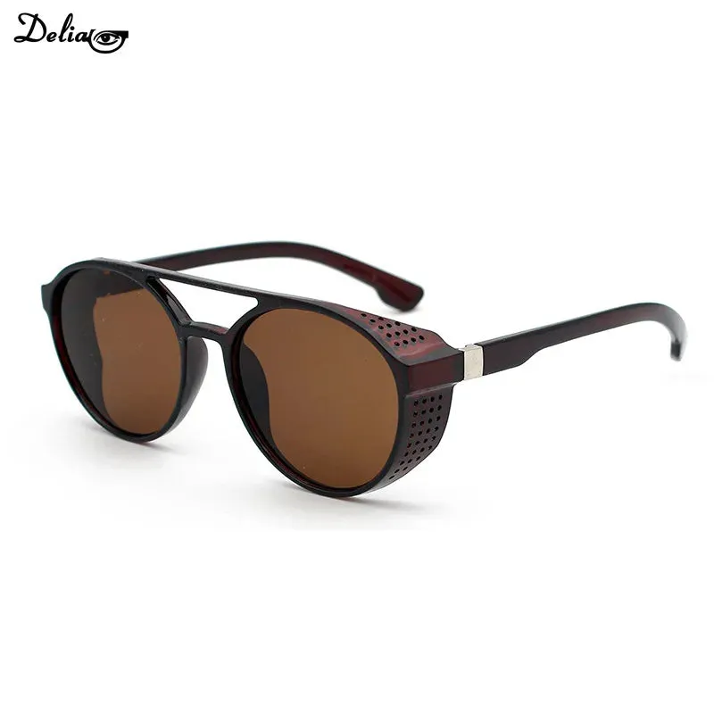 Metal steampunk sunglasses men's fashion round glasses brand designer vintage sunglasses high quality oculos de sol 2023