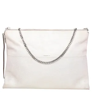 Metallic Cream Leather High Rise Shoulder Bag