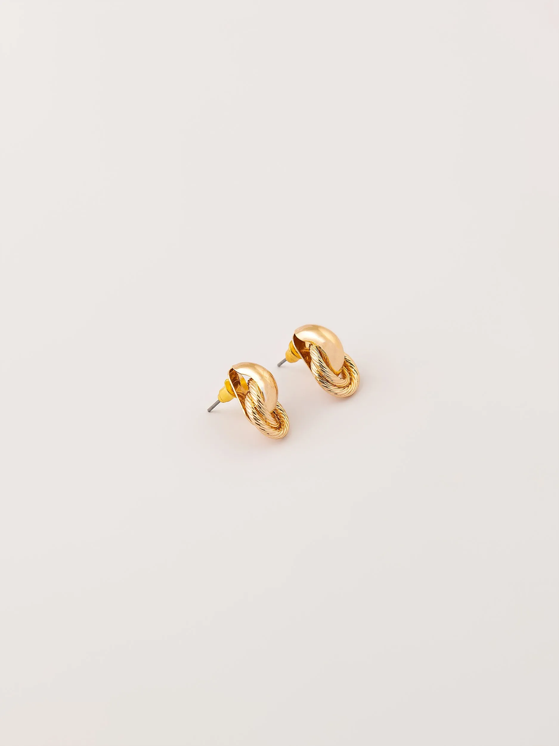 Metallic Gold Stud Earrings Set