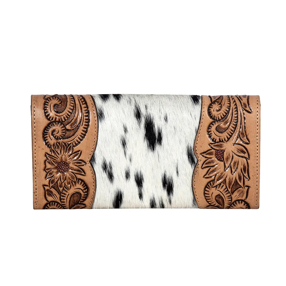 Moonflower Falls Hand-Tooled Clutch Wallet