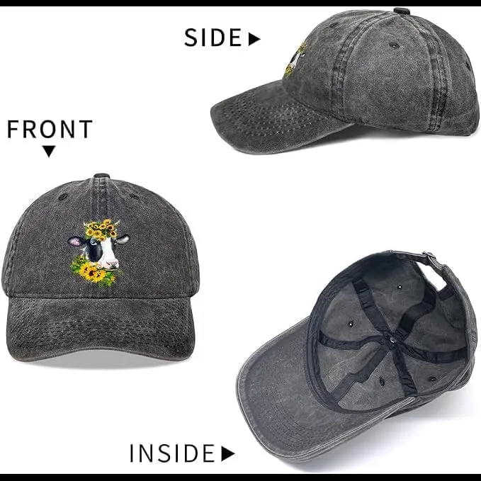 Negi Denim Hat for Men Women Washed Distressed Adjustable Dad Hats Baseball Cap Vintage Unconstructed Plain Cap Unisex Fit