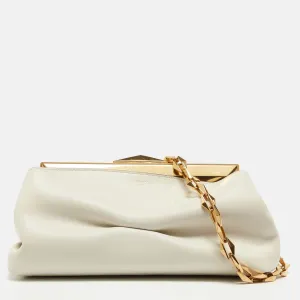 Off White Leather Diamond Clutch