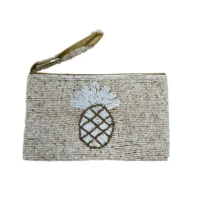 Pineapple Beaded Clutch - White