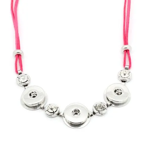 Pink Velvet Chunk Lobster Clasp Necklace & Extender Chain Fits Snaps Chunk Buttons