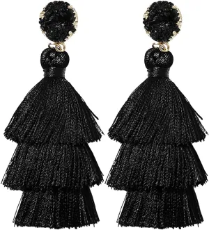 Rave Envy Colorful Tassel Earrings for Women - Layered Tassle Earrings - Choice of Color
