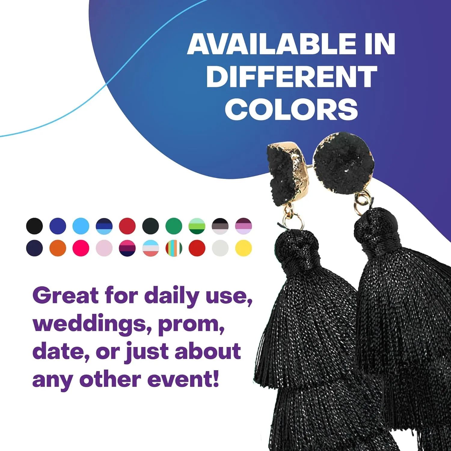 Rave Envy Colorful Tassel Earrings for Women - Layered Tassle Earrings - Choice of Color