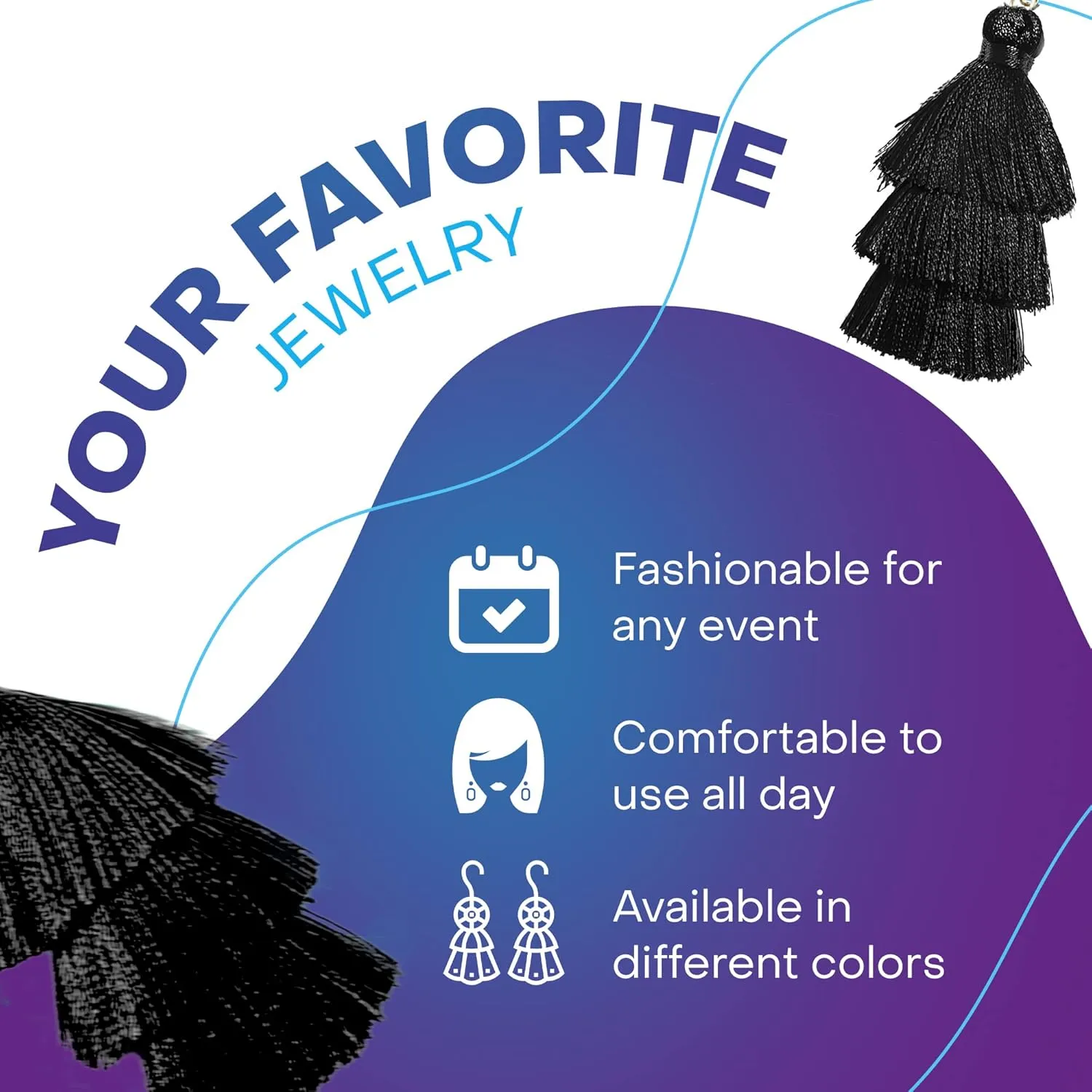Rave Envy Colorful Tassel Earrings for Women - Layered Tassle Earrings - Choice of Color