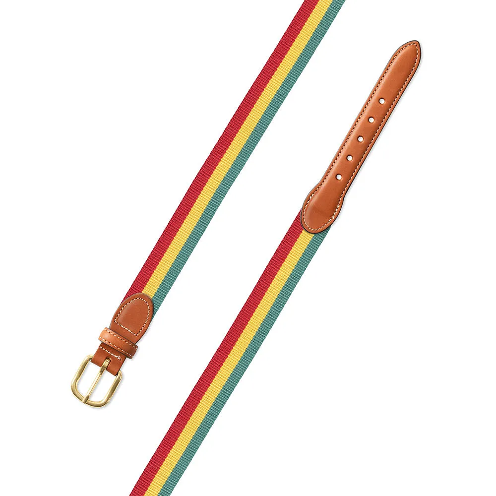 Red, Yellow & Green Surcingle Leather Tab Belt