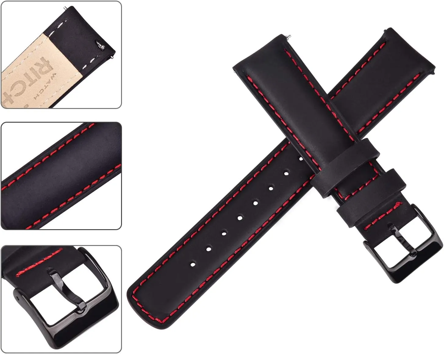 Ritche Christmas Gift Quick Release Leather Watch Bands Genuine Watch Straps for Men Women Top Grain Leather Watch Strap, White Elephant Gifts, Stocking Stuffers for Men, Father's Day gifts
