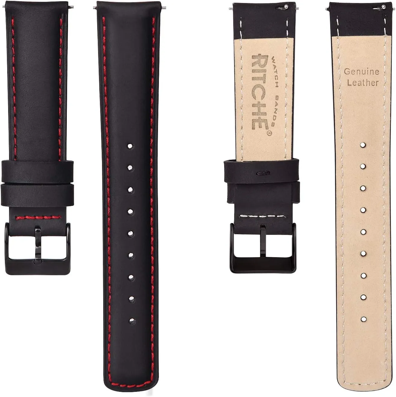 Ritche Christmas Gift Quick Release Leather Watch Bands Genuine Watch Straps for Men Women Top Grain Leather Watch Strap, White Elephant Gifts, Stocking Stuffers for Men, Father's Day gifts