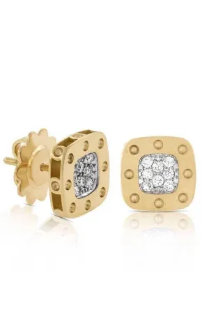 Roberto Coin Pois Mois Stud Earrings Yellow Gold and Diamonds (777922AJERXO)