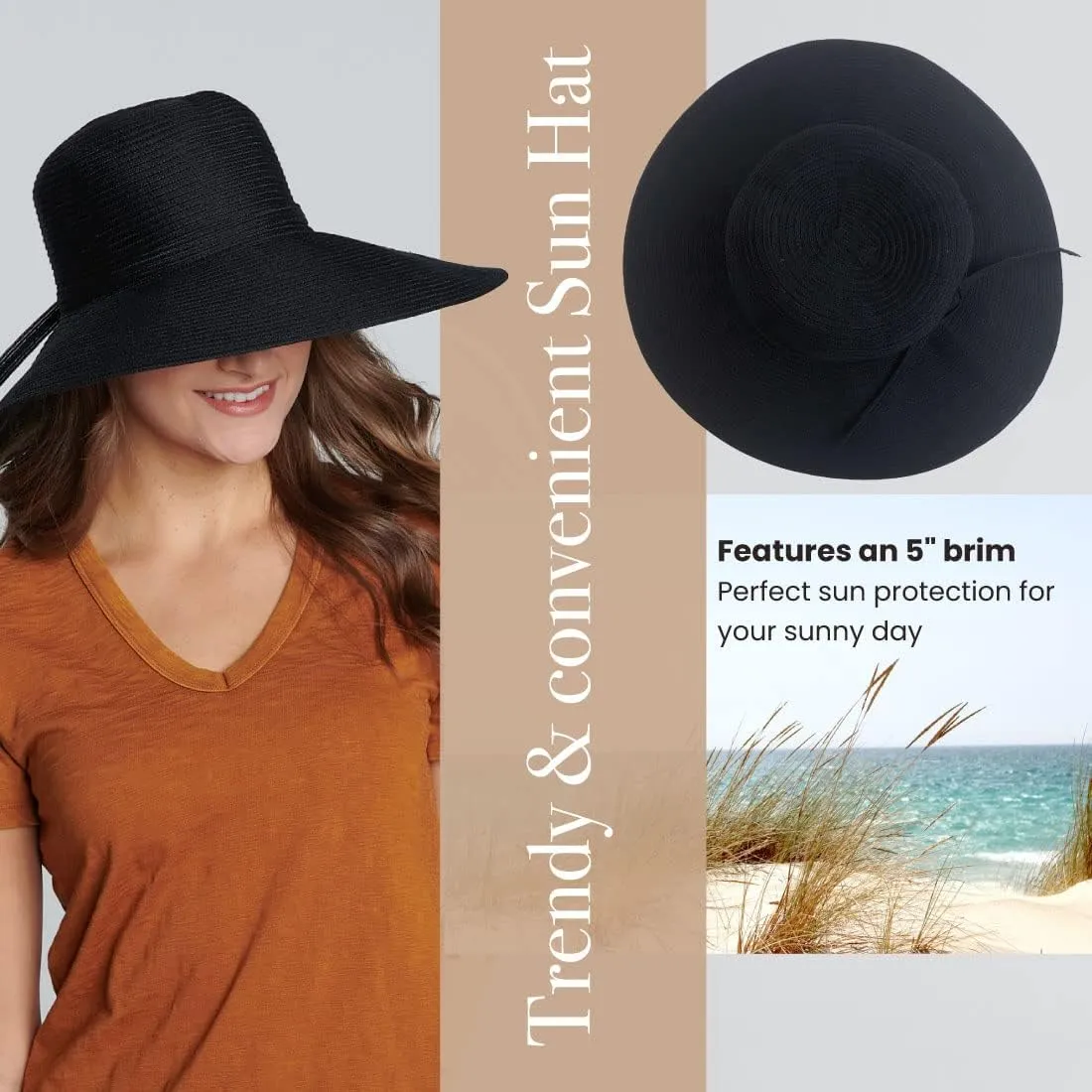 San Diego Hat Company Womens Braided Sun Hat With Self-Tie Band, 5-Inch Brim