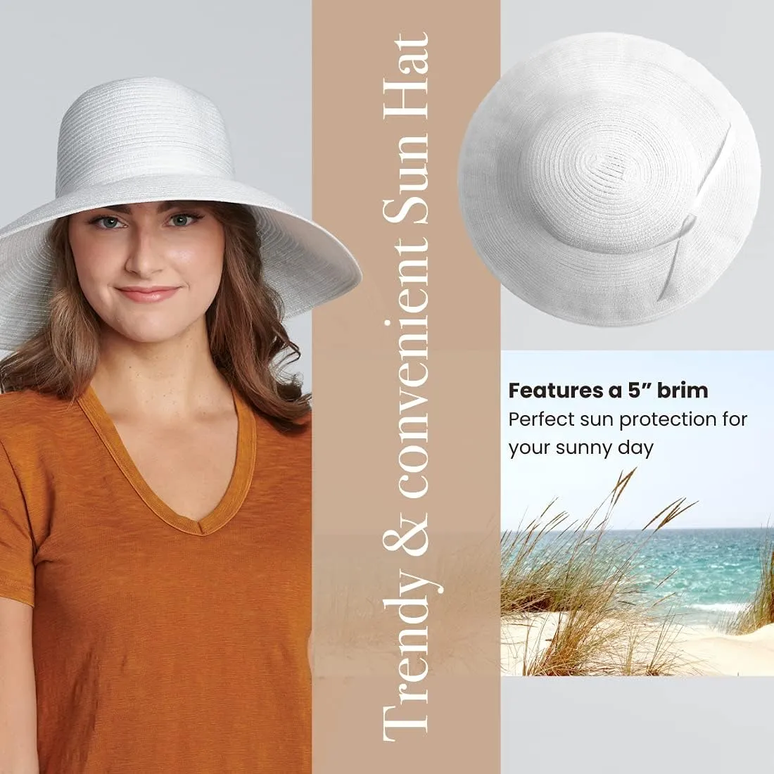 San Diego Hat Company Womens Braided Sun Hat With Self-Tie Band, 5-Inch Brim