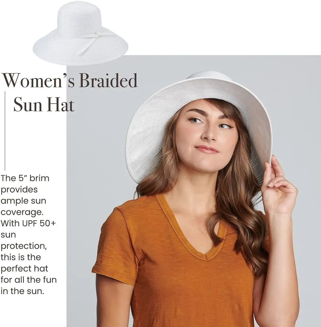 San Diego Hat Company Womens Braided Sun Hat With Self-Tie Band, 5-Inch Brim