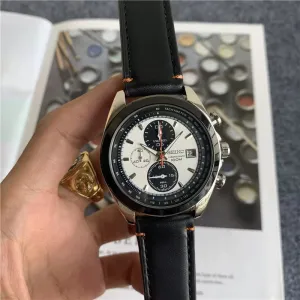 Seiko Flight Chronograph Watch w/Leather Band