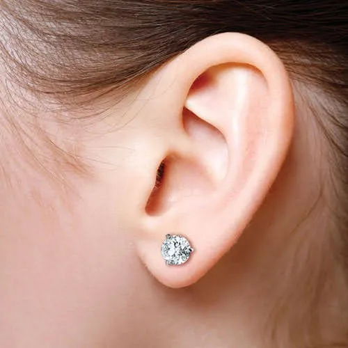 Selected 1.00CT Round Cut Diamond Stud Earrings in 14KT White Gold