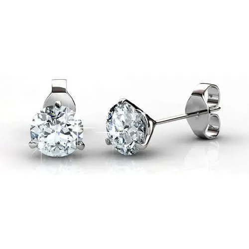 Selected 1.00CT Round Cut Diamond Stud Earrings in 14KT White Gold