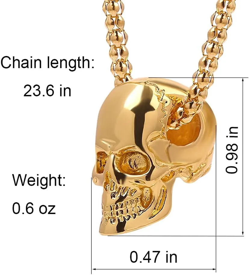 Skull Necklace for Men,Gothic Skull Skeleton Pendant Necklace,Punk Stainless Steel Necklace,Skull Jewelry Gifts for Men Women